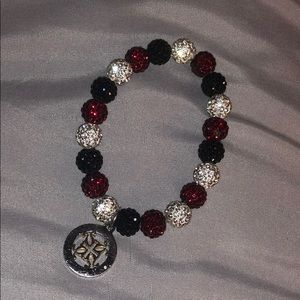 Maroon, Black, White rustic cuff bracelet